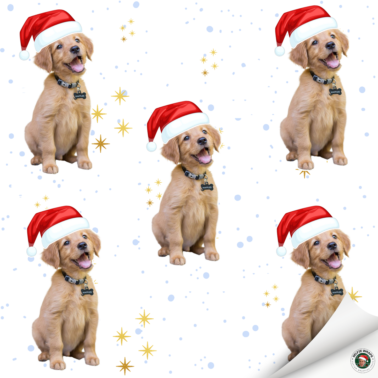 Santa Paws (Selfie) Wrapping Paper - Dog 11