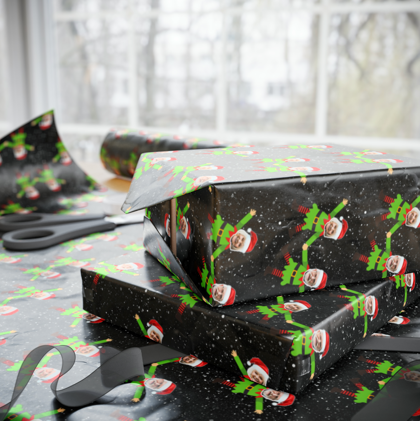 Dancing Elves (Selfie) Wrapping Paper