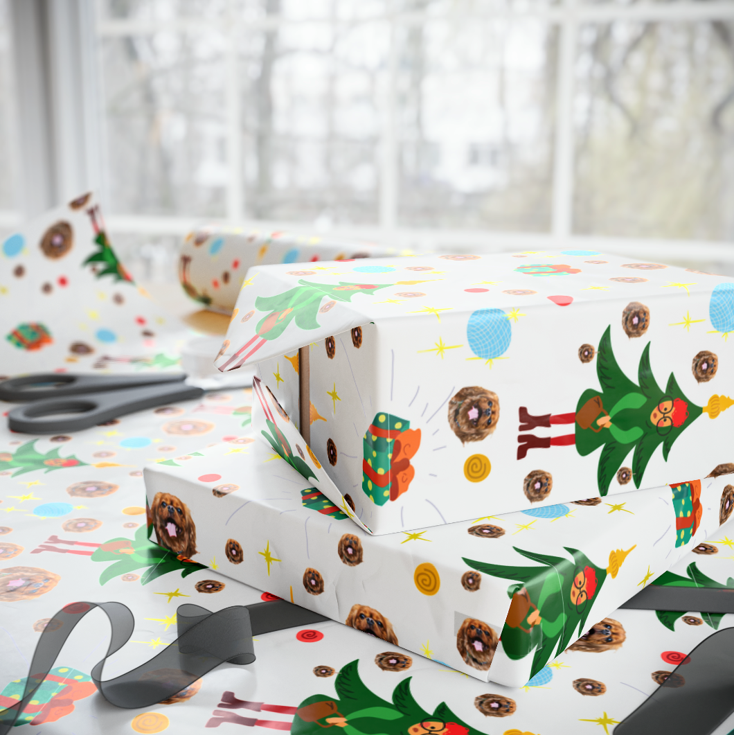 Ruff, Purr, and Ribbons (Selfie) Wrapping Paper