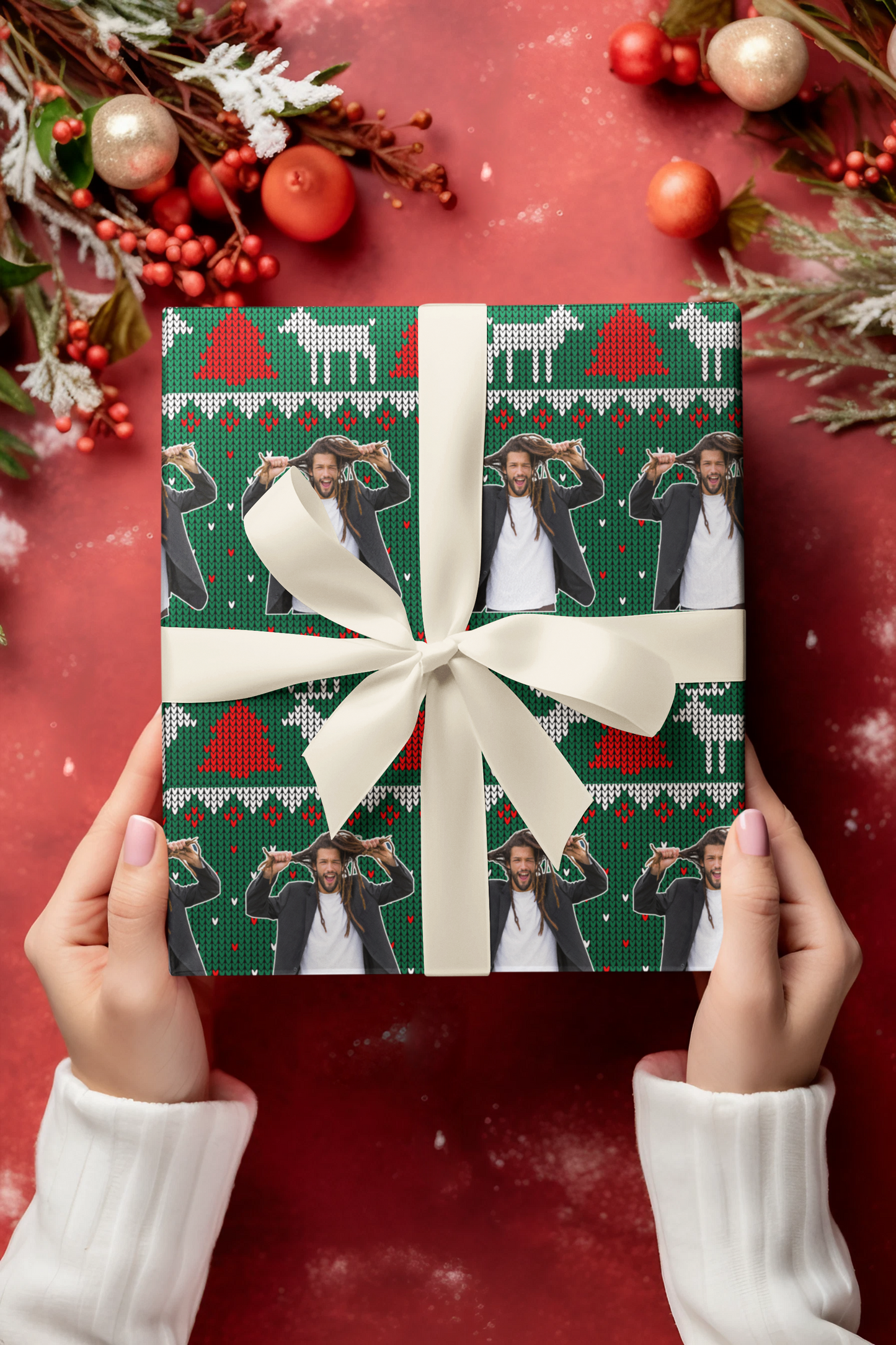 Ugly Christmas Sweatshirt (Selfie) Wrapping Paper